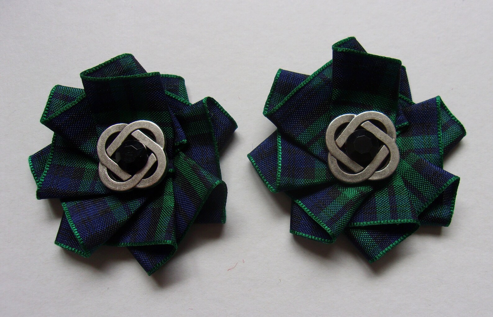 Celtic Black Watch Tartan Shoe Clips Navy Blue and Green Etsy