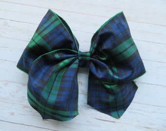 Black Watch Tartan Hair Bow - Girls Accessories Bows Clip in Bows - Retro Wedding Party Burns Night - Made to Order