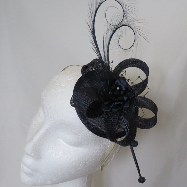 Colors Accessories Mini Loop Feather Clip Fascinator Navy main image 0