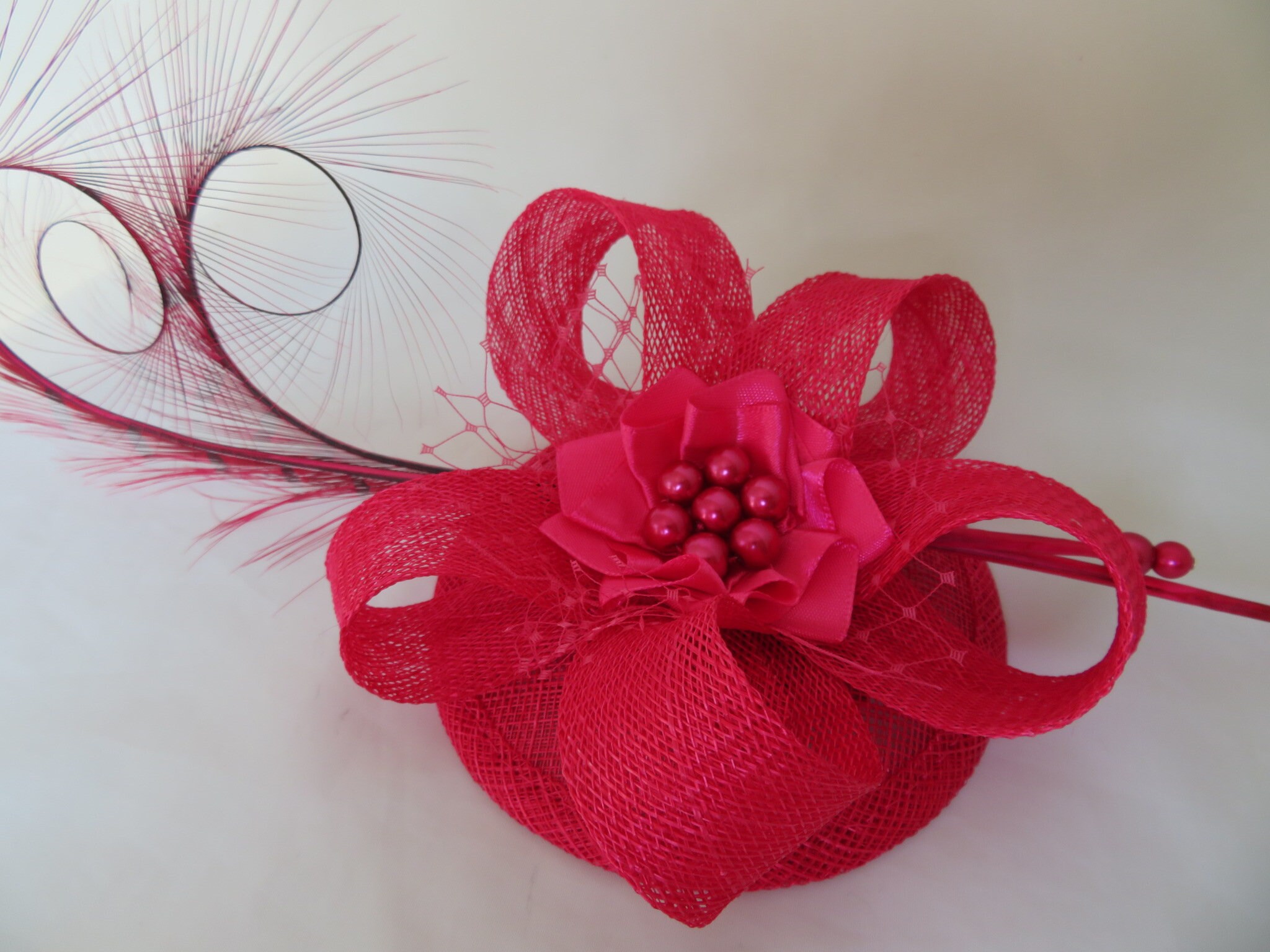 Cerise Pink Fascinator Bright Hot Fuchsia Pinks Curl Feather Etsy UK
