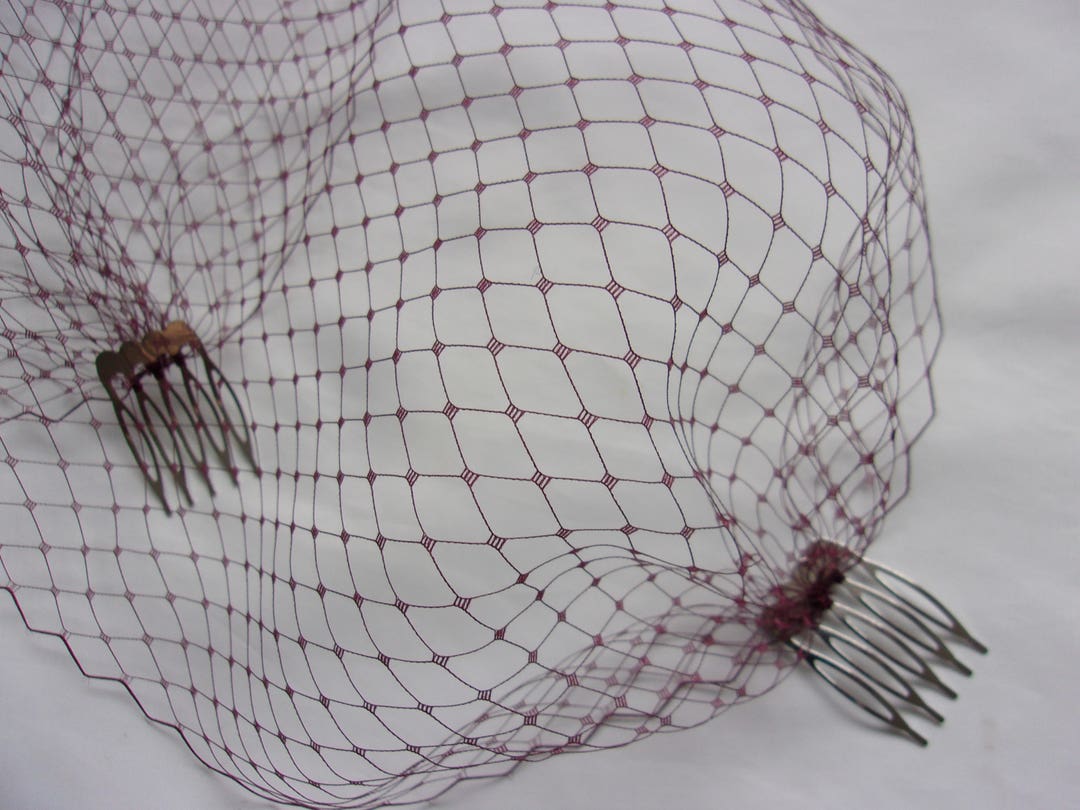Burgundy Birdcage Veil Wine Marsala Bandeau Wedding Bridal Classic
