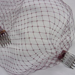 Burgundy Birdcage Veil Wine Marsala Bandeau Wedding Bridal Classic Vintage Retro Veils with Combs Brides Wedding- Made to Order