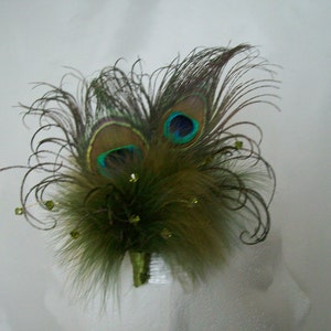 Olive Khaki Green Peacock Feather Pearl Crystal Chartreuse Vintage Regency Style Wedding Fascinator Party Races Made To Order image 3