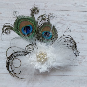 Peacock Hat Clip Vintage Rustic and Steampunk Country Style Feathers Clips onto your own Hat Wedding Gift Gifts Many Colours image 10