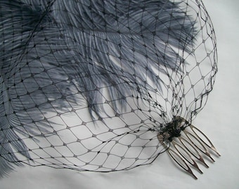 Black Birdcage Bandeau Veil - Classic Gothic Goth Funeral Bridal Bride Wedding Veil - Whimsey Dark Aesthetic Halloween  - Made to Order
