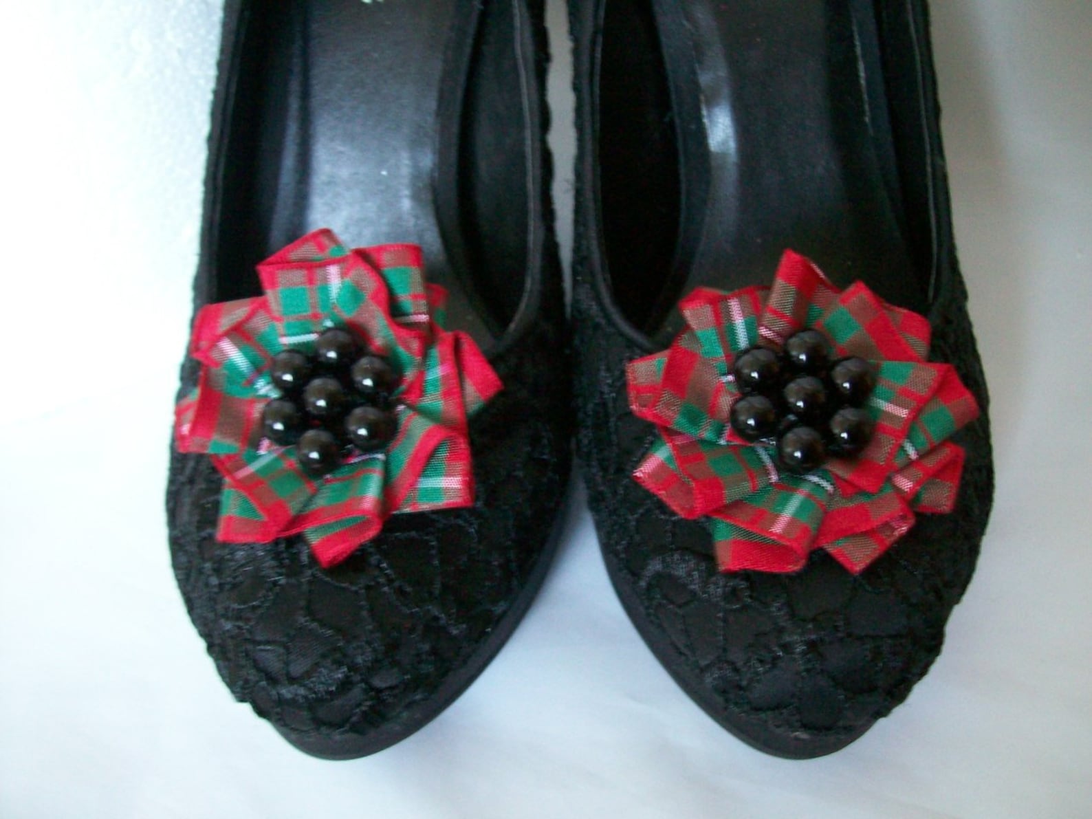 Tartan Shoe Clips Scottish Highland Clan Plaid Ribbon Ruffle Etsy