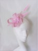 Candy Pink Fascinator - Pretty Pale Light Pinks Arrow Feather Sinamay Loop and Veil Headpiece Hat - Wedding - Ready Made 