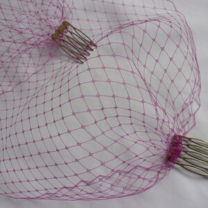 Magenta Birdcage Veil Deep Pink Mulberry Puce Fine Classic Bandeau Wedding Bridal Brides Burlesque Veil - Comb Attachment - Made to Order