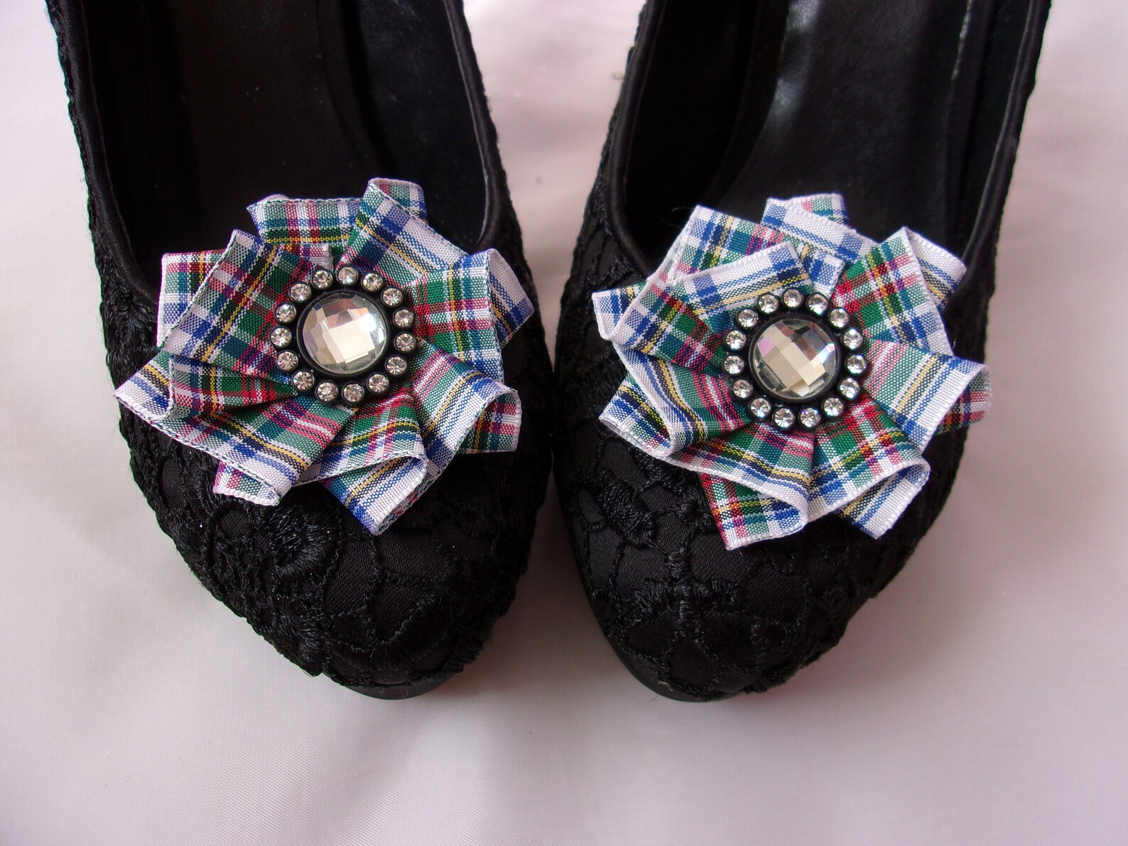 Tartan Shoe Clips Scottish Highland Clan Plaid Ribbon Ruffle Etsy UK