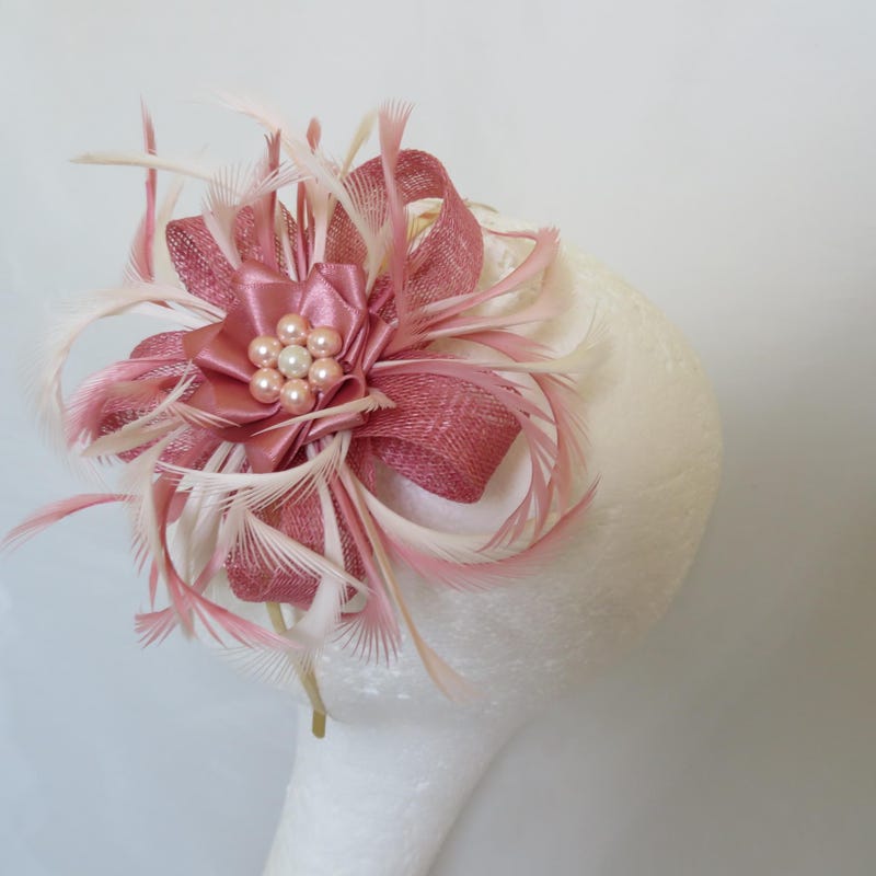 Pear Bear Pink Rose Adorned Twisted Hair Clip Fascinator