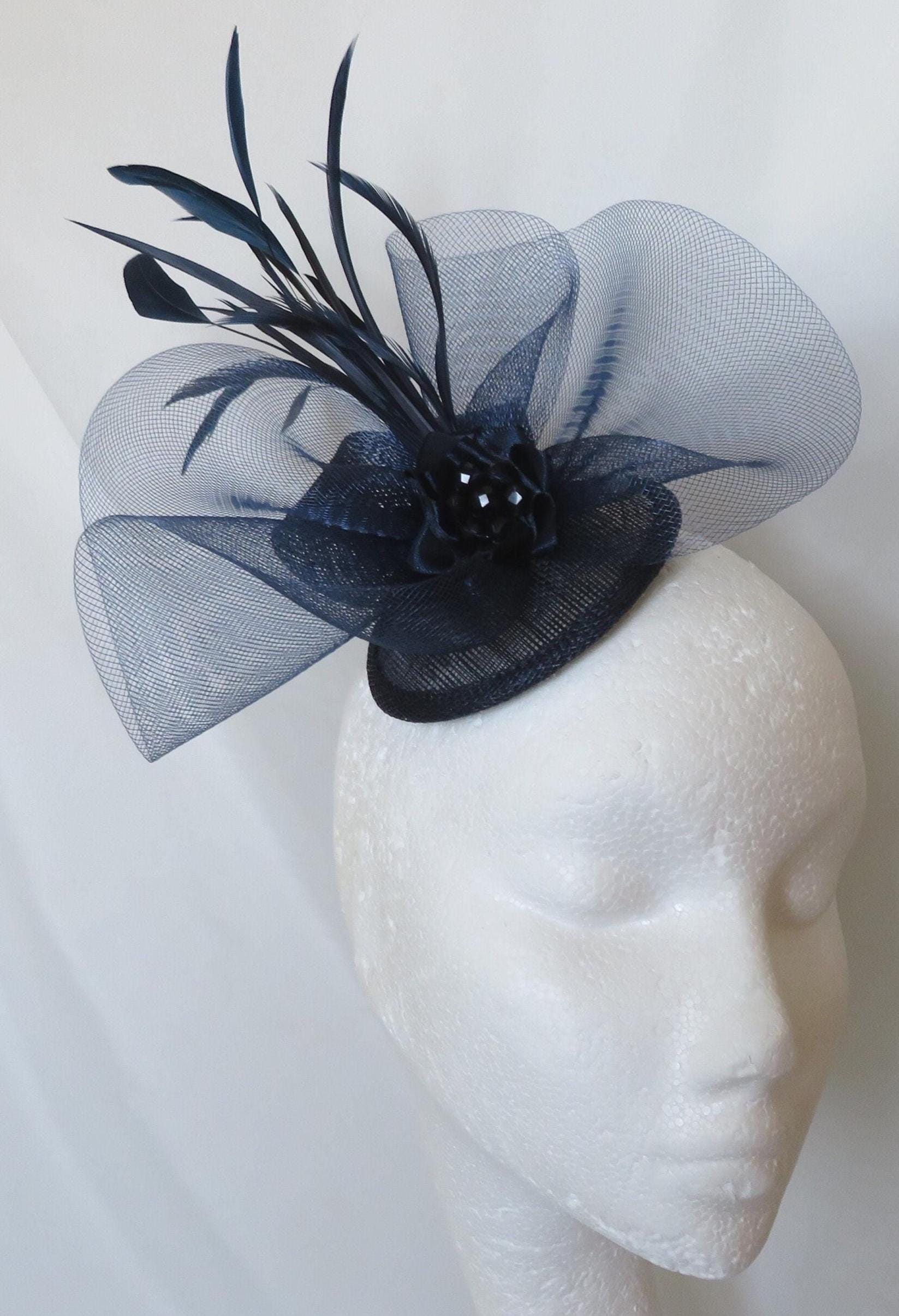 Elegant Navy Blue Hat with Pearl Accents Navy Blue Church Hat - Etsy main image 2