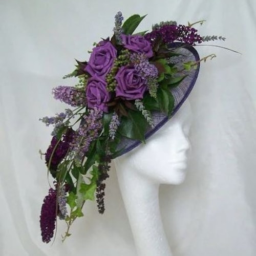Burgundy Berry Wine Sinamay Loop Feather Pearl Clip  display picture 3
