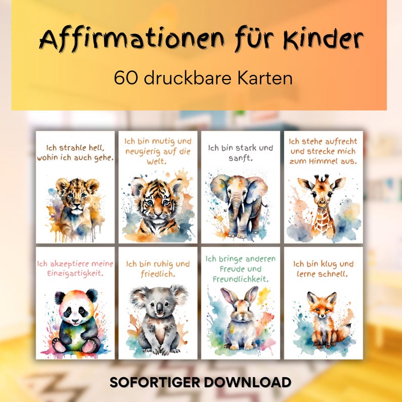 Afirmationskarten für Kinder – 60 Achtsamkeits Mutmach-Karten für Schule, Zuhause und Lunchbox zdjęcie 1