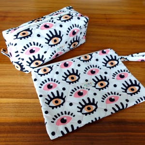 Colorful Makeup Bag Set – Set of Two Cosmetic Bags & Clutches, Aesthetic Toiletry Bags for Women