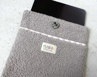 Handmade Gray Teddy iPad Sleeve: Fluffy Kindle Tablet Case