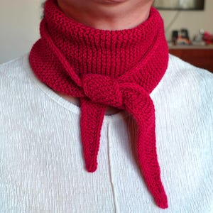 Hand-Knitted Merino Wool Sophie Scarf - PinkRed Croissant Design