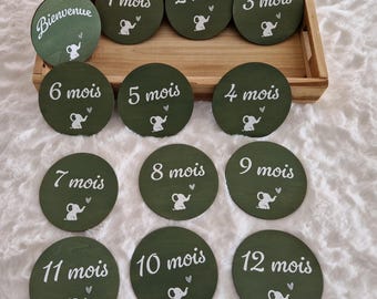 Cartes étapes en bois bébé personnalisées