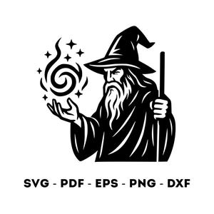 Archivo de corte SVG de mago mágico, clipart de hechicero místico