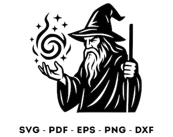 Wizard Magic Svg, Mystic Sorcerer Clipart Cut File