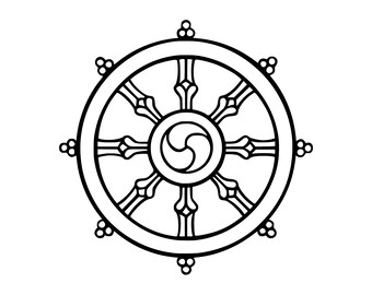 Rueda del Dharma SVG / Símbolo budista minimalista / Archivo vectorial espiritual