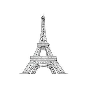 Tour Eiffel SVG | Téléchargement numérique du monument de Paris | Clipart vectoriel minimaliste