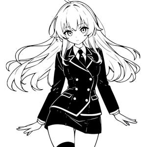 Anime Girl SVG – Minimalist Line Art, Cute Anime Character – Instant Download