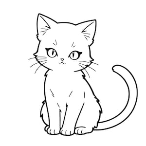 Cute Kitten Svg Digital Download – Minimalist Black & White Cat Illustration (Svg + Png 4000×4000) for Cricut and Silhouette
