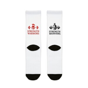 Strength Warriors Sublimation Crew Socks - Athletic Socks for Fitness Lovers, Gym Gear, Sports Apparel, Gift for Workout Enthusiasts, Unique