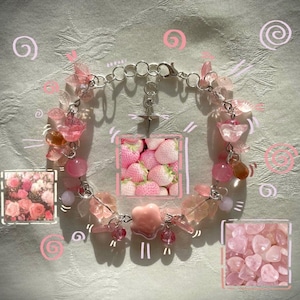 Handmade Pink Beaded Charm Bracelet