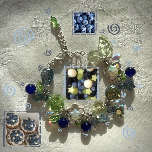 Pulseira com pingente de mirtilo