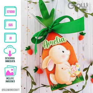 Osterbox Karotte, herunterladbare Dateien zum Schneiden, SVG, STUDIO, AI - schneidbare Geschenkbox - digitale Datei - Ostern