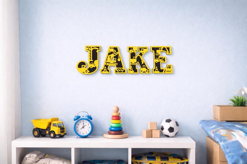 Construction Wooden 3D Letters, Personalized Name Sign - Etsy