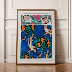 E. A. Séguy "Disegni floreali e nuovi colori n. 2" Poster incorniciato - Art Déco, illustrazione botanica, stampa artistica Giclée con bordo bianco