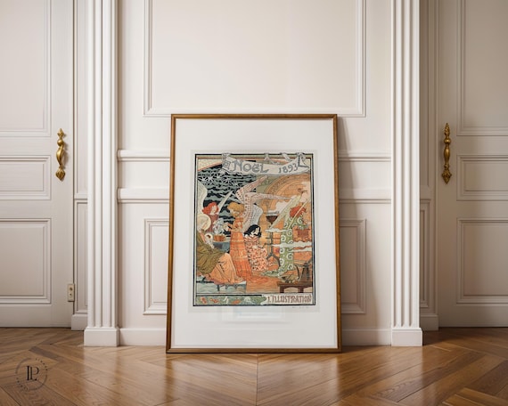 Eugène Grasset "Cover Christmas Edition 1893 l'Illustration" Poster Unframed – Art Nouveau Poster | High-quality art print with white border