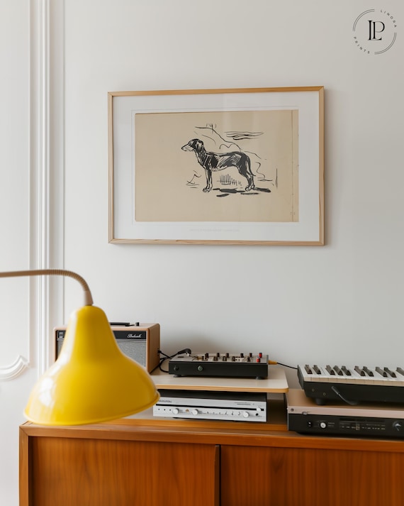 Arnold Peter Weisz-Kubínčan "Sketchbook Hunting Dog" 1930 Framed Poster – Expressionism | Giclée Art Print with White Border, Horizontal