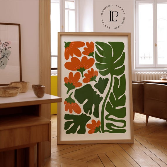 Tropical Leaves Art Print – Modern Botanical Wall Art for Living Room & Office | Premium Japanese Paper A4–A1