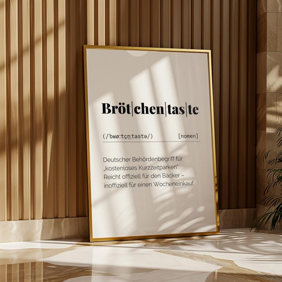 Brötchentaste – Funny definition poster as digital download | Ironic wall decoration for the kitchen, office, or shared apartment, gift for drivers