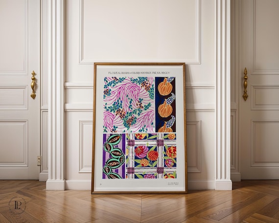 E. A. Séguy “Floral Designs and New Colors No.11” Framed Poster – Art Deco, Botanical Illustration, Giclée Art Print with White Border
