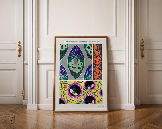 E. A. Séguy “Floral Designs and New Colors No.1” Framed Poster – Art Deco, Botanical Illustration, Giclée Art Print with White Border