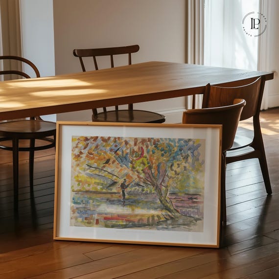 Arnold Peter Weisz-Kubínčan "Colorful Autumn by the River" 1930 Framed Poster – Expressionism Landscape | Giclée Art Print with White Border