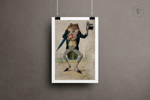 Vintage Frog Poster Ready to Hang • Framed Art Print 61×91 cm Acrylic Glass Frame Gift & Decoration