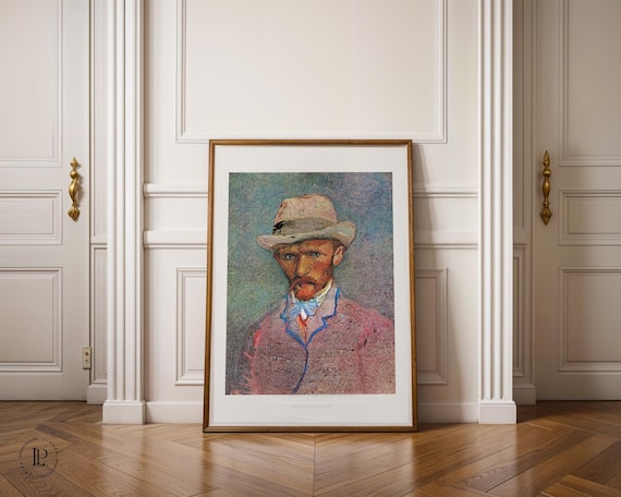 Vincent van Gogh "Self-Portrait with a Gray Straw Hat" 1887 Poster Unframed – Post-Impressionism | Giclée Art Print with White Border Vertical