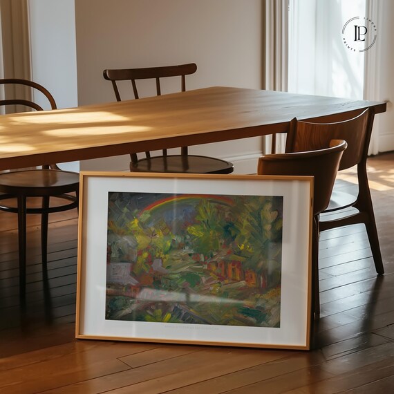 Arnold Peter Weisz-Kubínčan "Rainbow over a Village" ca. 1930 Poster unframed – Expressionism | Giclée Art Print Horizontal