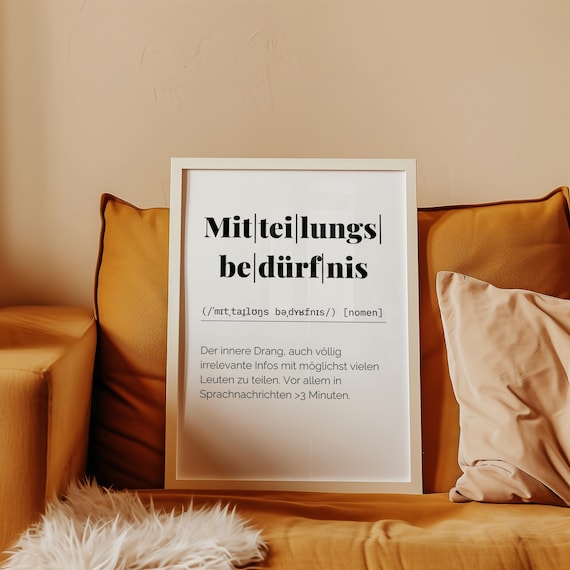 Need to communicate – Funny definition poster | Ironic typography art as download, gift for office, shared apartment & voice message fans