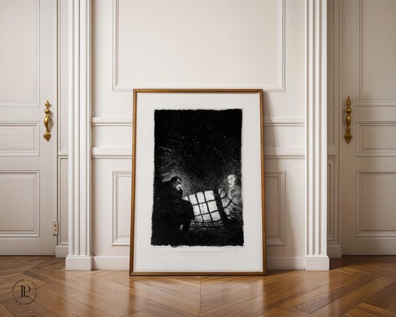 Hugo Steiner-Prag "Night Ghost" ca. 1916 Poster unframed – Surreal Shadow Image | Giclée Art Print Vertical