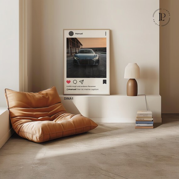 Personalized Instagram poster – your social media post as a wall art | Design your photo, text, and profile name | Modern gift idea