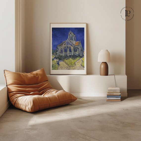 Vincent van Gogh "The Church at Auvers" 1890 Poster Unframed – Post-Impressionism | Giclée Art Print with White Border Vertical