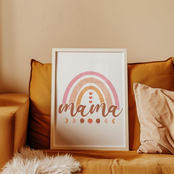 Mama poster in rainbow style – lovely wall decoration for Mother's Day or birthday, PNG download with transparent version for DIY & printing