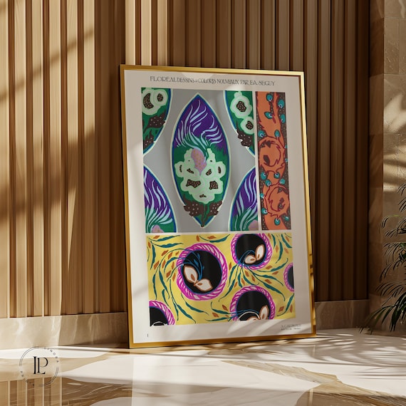 E. A. Séguy “Floral Designs and New Colors No. 1” Poster Unframed – Art Deco, Botanical Illustration, Giclée Art Print with White Border