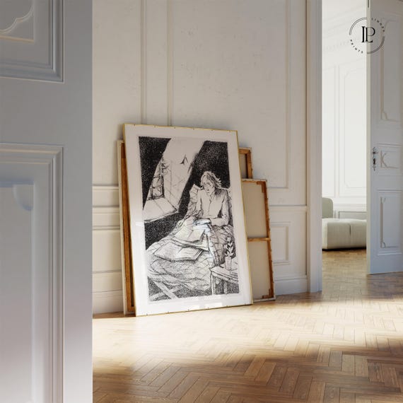 Hugo Steiner-Prag "Untitled" 1920s Framed Poster – Symbolist Composition | Giclée Art Print with White Border